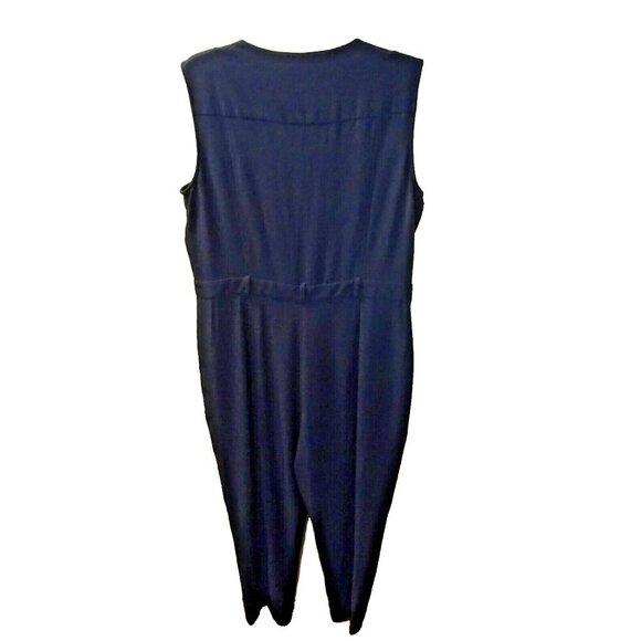 DKNY Pre-Loved Size 14 Navy Sleeveless Zip-Up Polyester Spandex Jumpsuit - Picture 3 of 12